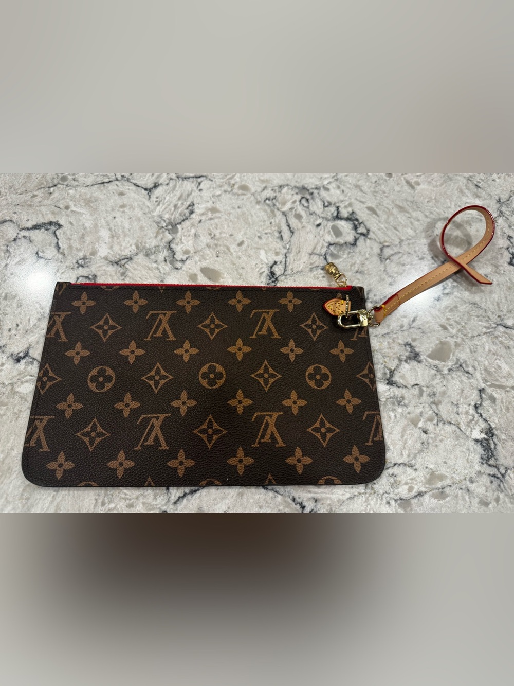 Louis Vuitton Cherry Red Monogram Neverfull Pochette Insert